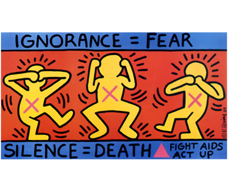 Poster de lutte contre le sida par Keith Haring